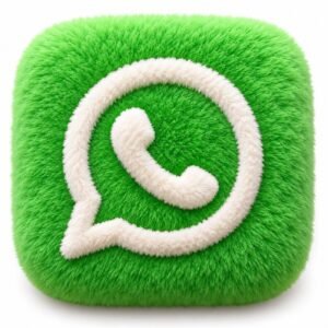 Green fluffy WhatsApp app icon with a cream symbol