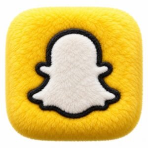 Yellow fluffy Snapchat app icon with a cream ghost symbol