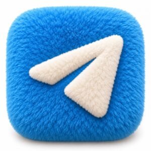 Blue fluffy Telegram app icon with a cream paper plane