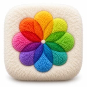 Cream fluffy Photos app icon with colourful petals