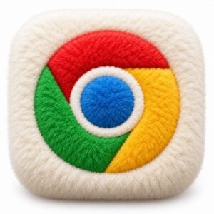 Cream fluffy Chrome app icon with red yellow green and blue symbol