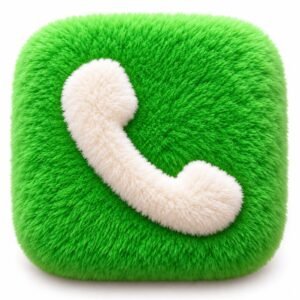 Green fluffy Phone app icon with a cream handset