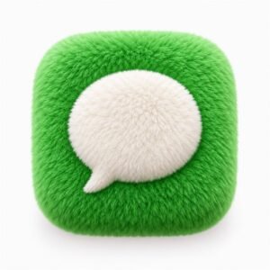 Green fluffy Messages app icon with a cream speech bubble