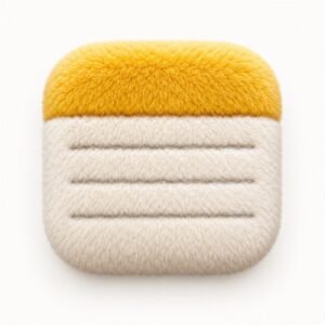 Cream fluffy Notes app icon with a yellow header